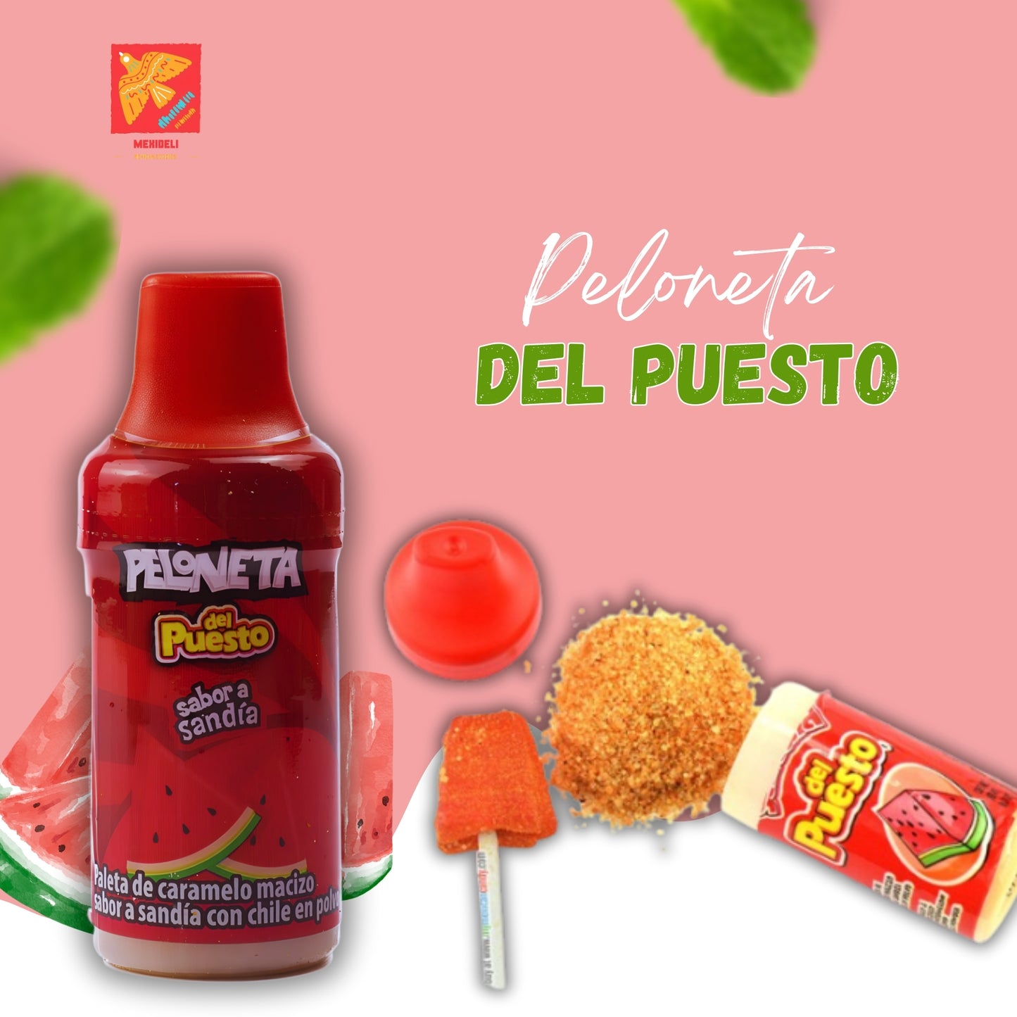 Del Puesto Watermelon Lollipops with Chili – Sweet & Spicy Mexican Candy, 10ct