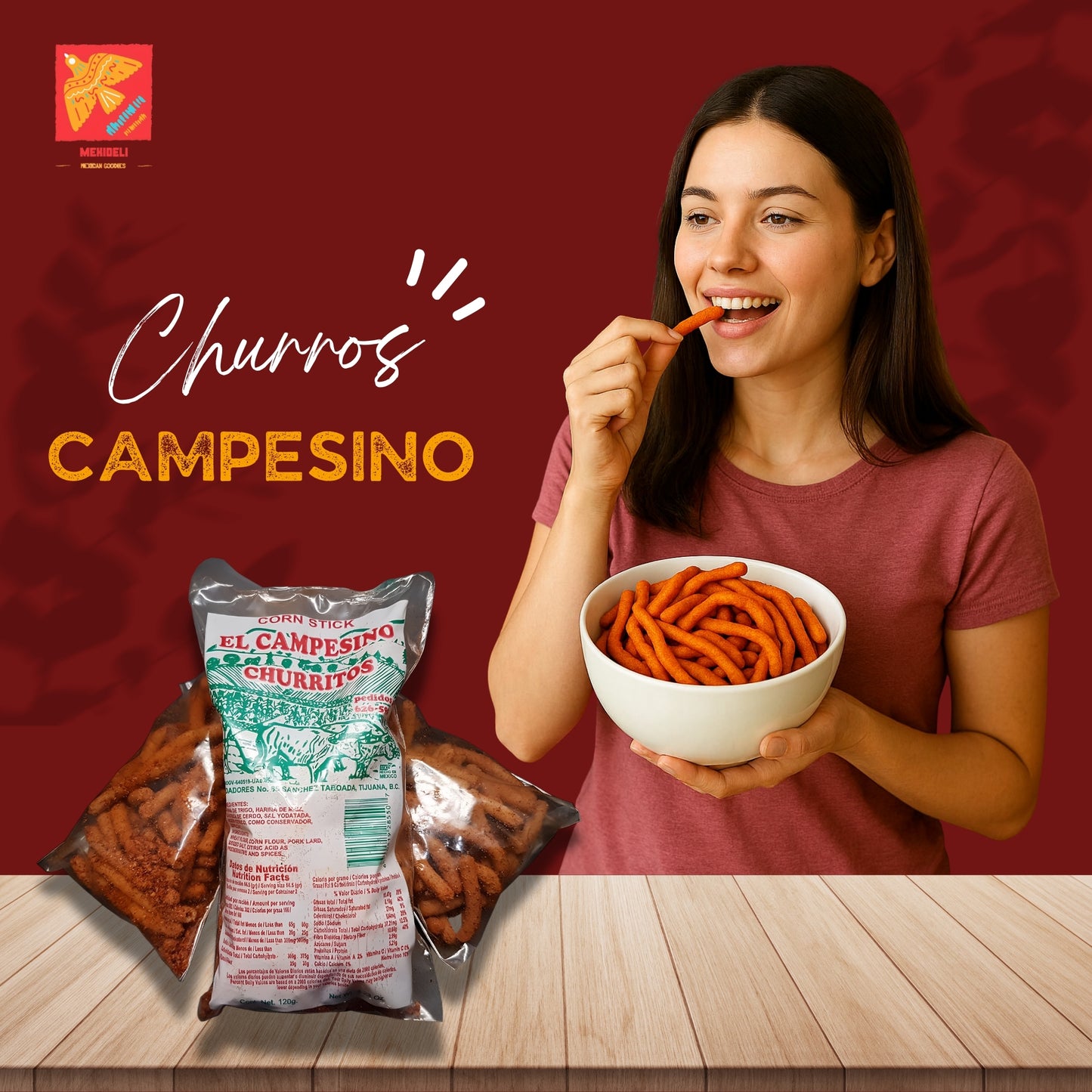 Churritos Locos El Campesin – Spicy Mexican Corn Sticks with Peanuts, 6 Pack (7oz)