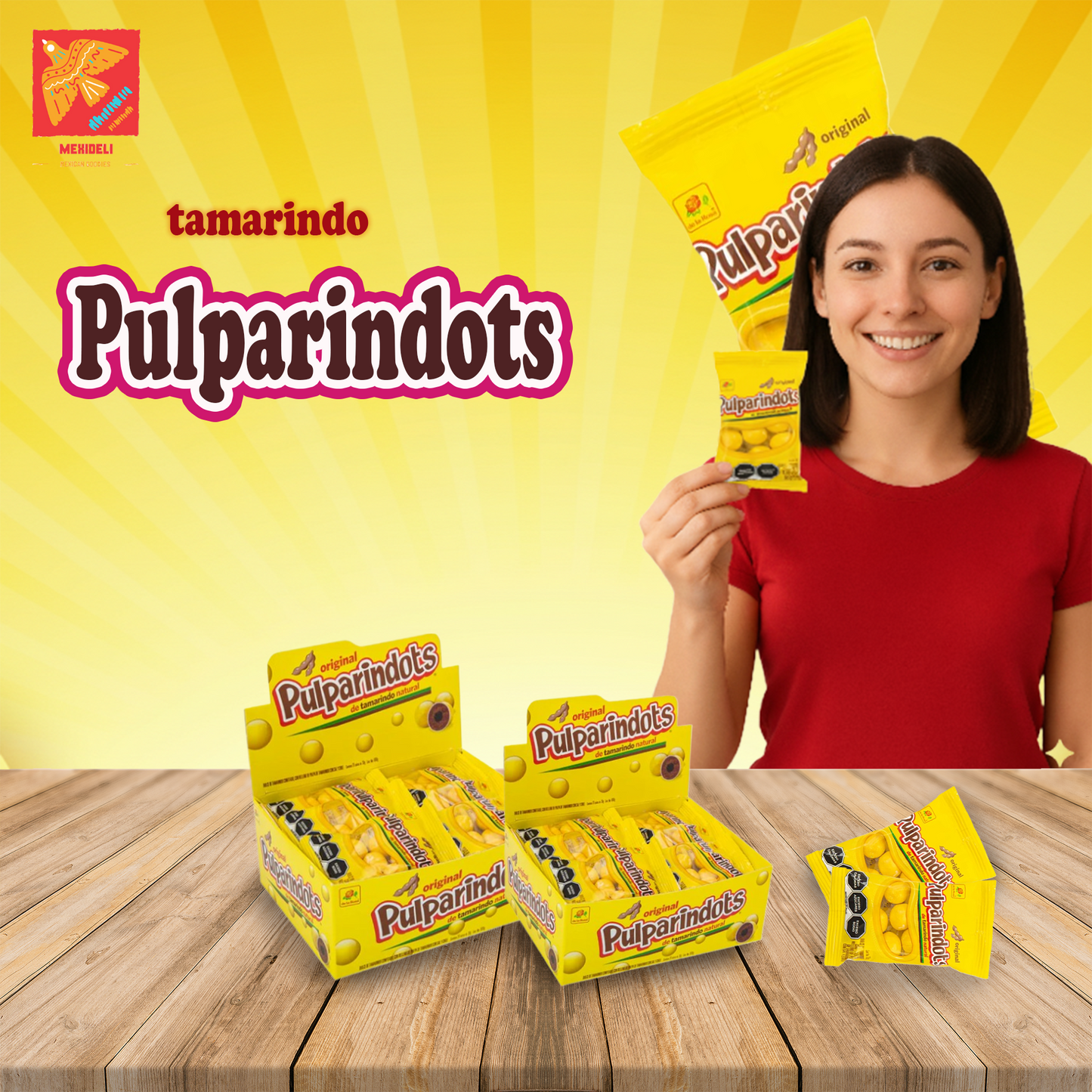 De La Rosa Pulparindots Tamarind – Sweet & Spicy Mexican Candy, 20ct
