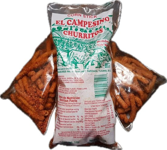 Churritos Locos El Campesin – Spicy Mexican Corn Sticks with Peanuts, 6 Pack (7oz)