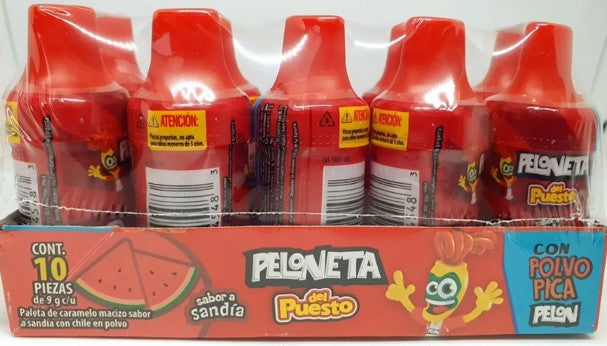 Del Puesto Watermelon Lollipops with Chili – Sweet & Spicy Mexican Candy, 10ct