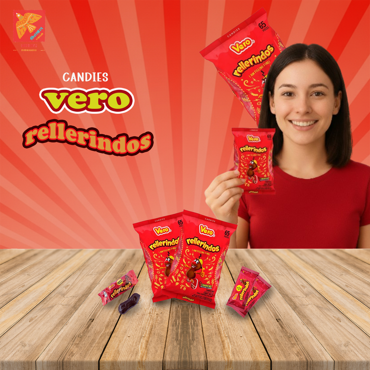 Vero Rellerindos Tamarind Chili Candy – Spicy Sweet Mexican Treats, 65ct